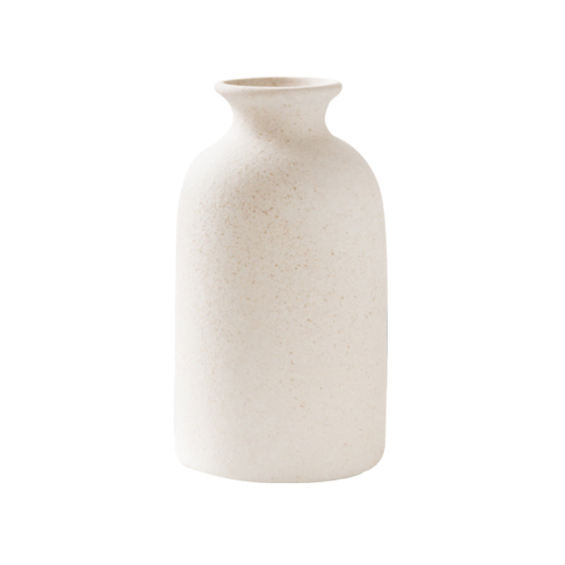 Simple Retro Frosted Ceramic Vase Stoneware Round Bottle Creative Home Decoration Nordic Retro Pastoral Style Crafts