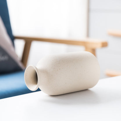 Simple Retro Frosted Ceramic Vase Stoneware Round Bottle Creative Home Decoration Nordic Retro Pastoral Style Crafts
